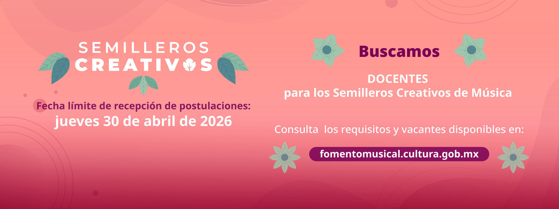 Buscamos docentes para Semilleros Creativos de Música 2026